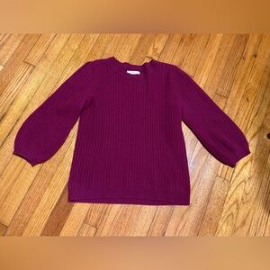 Velvet by Graham Spencer Cashmere Blend Fuchsia Sweater Ballon Sleeves Sz Small